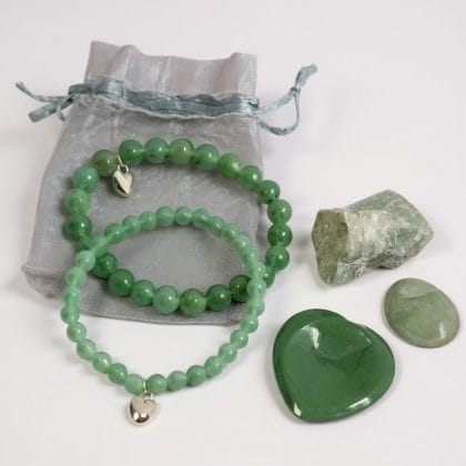 2 Groene Aventurijn Armbanden en 3 Edelstenen Set