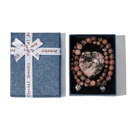 2 Rhodoniet Armbanden met Hartje Edelsteen