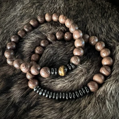 2 houten kralen armbanden met Tijgeroog - Afbeelding 3