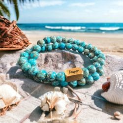 African Jasper turquoise Kralen Armband naam gravure