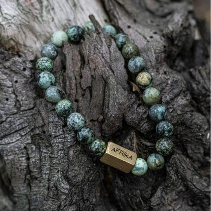 Afrikaanse Turquoise Goudkleurige kralen armband Afrika