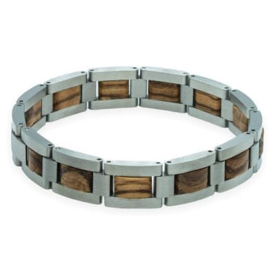 Ama Dablam – Icy Zebrano & Roestvrij Staal Houten Armband - Afbeelding 3