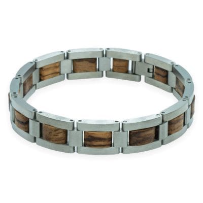 Ama Dablam – Icy Zebrano & Roestvrij Staal Houten Armband - Afbeelding 4