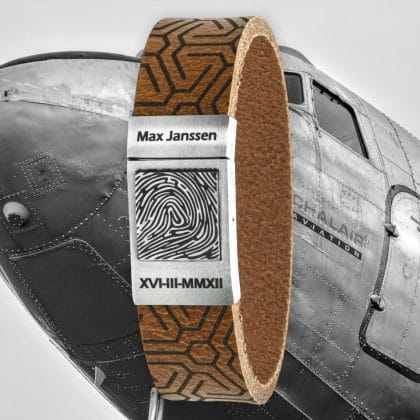 Aviator - Eigen vingerafdruk op leren armband