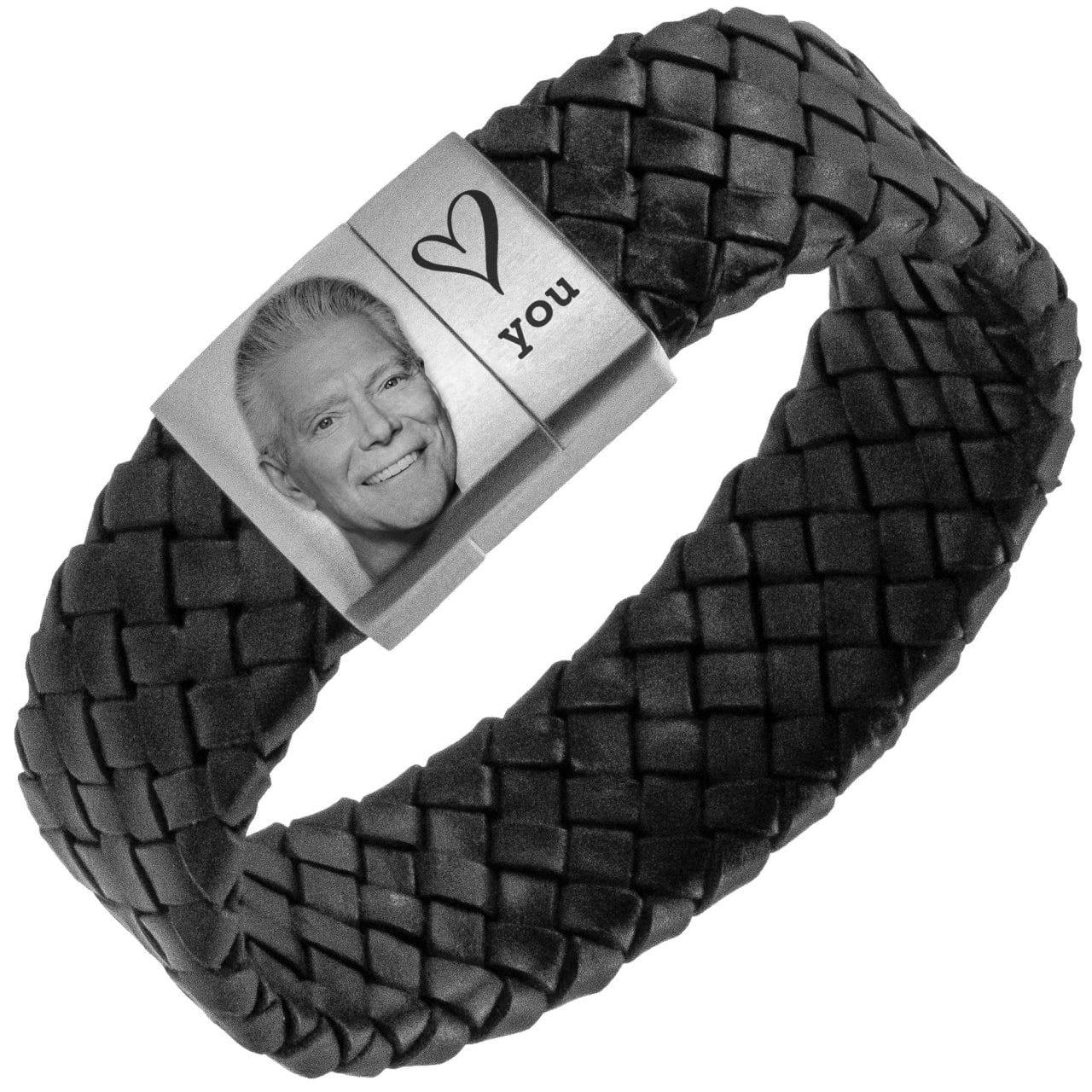 Armband met foto Heren (zelf samenstellen) 25 Baby Fotoarmband met eigen afbeelding bruine Gevlochten leren Armband met Foto gravure 3