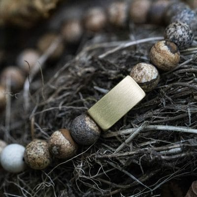 Bevroren 'Picture Jasper' - Gouden Naamgravure Kralen armband - Afbeelding 4