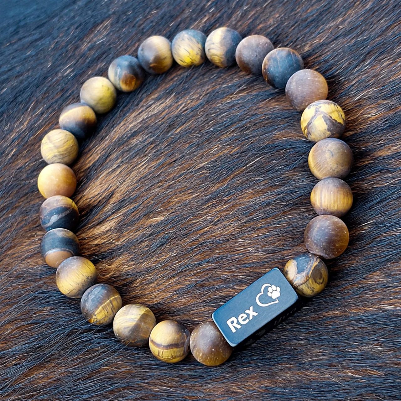 Ontwerp je eigen armband 16 Bevroren Tijgeroog Kralen armband met namen