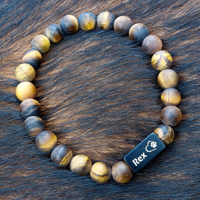 REX 🐾 Bevroren Tijgeroog Kralen armband met namen - Afbeelding 2