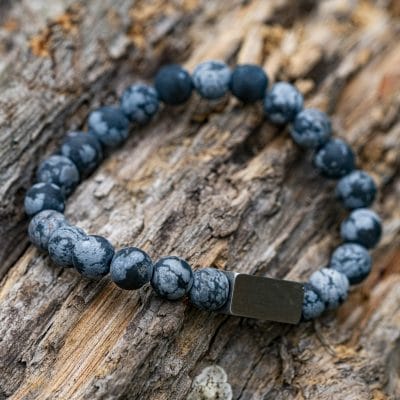 Bevroren sneeuwvlokken - Obsidiaan Kralen Armband - Afbeelding 3