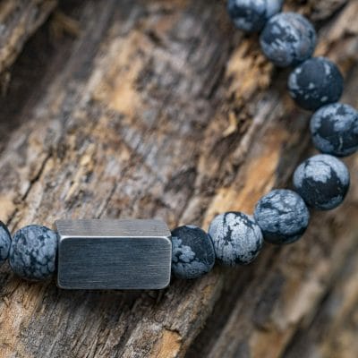 Bevroren sneeuwvlokken - Obsidiaan Kralen Armband - Afbeelding 4