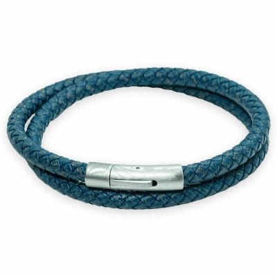 Blauw gevlochten 6mm armband | Italiaans Valiano™ leer - Afbeelding 5