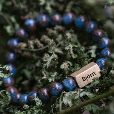 Blauwe Goud-aderige 8mm Natuurstenen kralen armband 2 Blauwe Goud-aderige 8mm Natuurstenen kralen armband - Afbeelding 2
