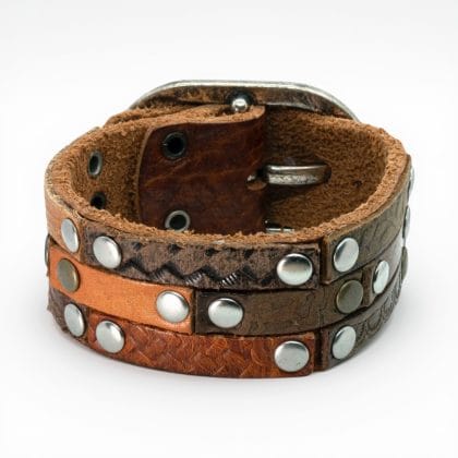 Brede bruin leren Polsband - Multi color Runderleer