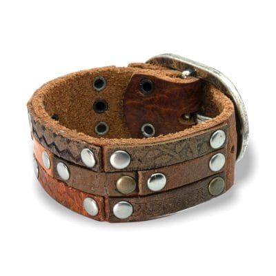 Brede leren Polsband - Bruin Runderleer - Afbeelding 2