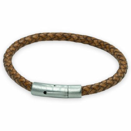 Bruine gevlochten 6mm armband | Italiaans Valiano™ leer