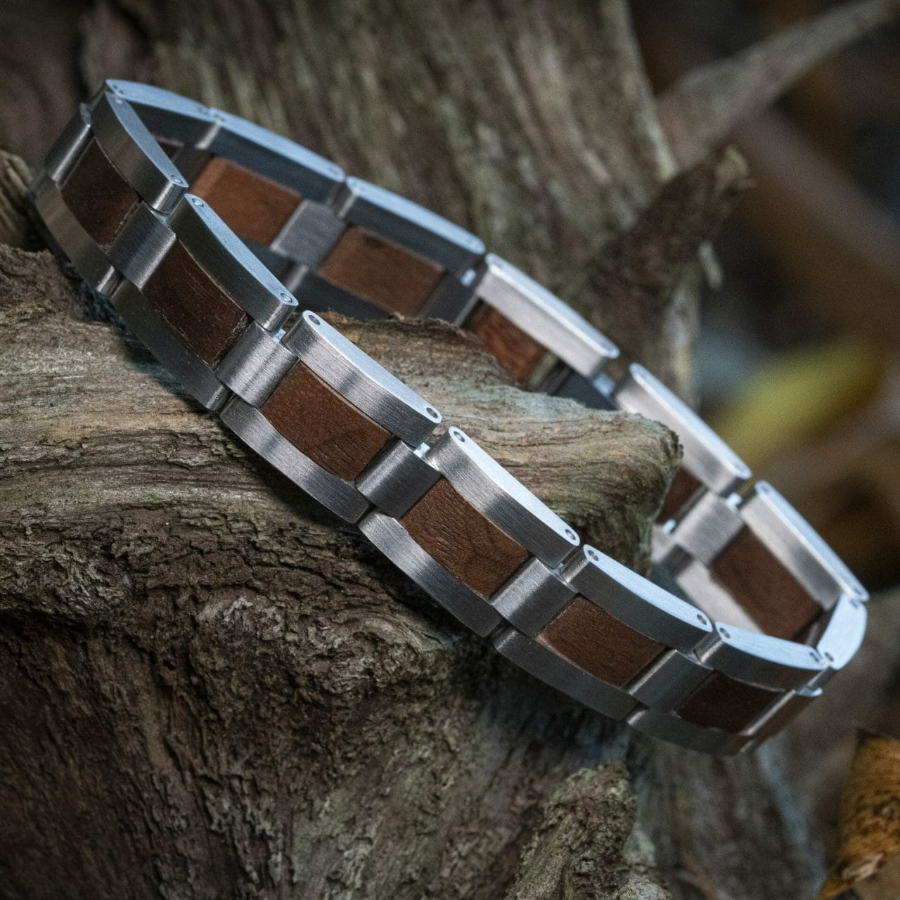 Ontwerp je eigen armband 2 Classic TimberWood Walnoot RVS Houten armband