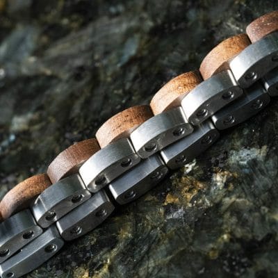 Smalle Walnoot & Roestvrij Staal Houten Armband 3 Smalle Walnoot & Roestvrij Staal Houten Armband - Afbeelding 3