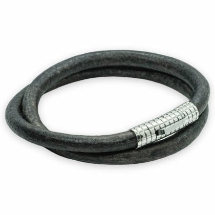 Dubbel rond 6mm grijze armband | Italiaans Valiano™ leer
