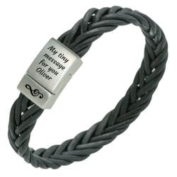 Reviews van Armband.nl en Armband.be 9 Edelstalen Armband met gravure gevlochten leer