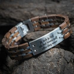 Reviews van Armband.nl en Armband.be 19 Eigen gedicht op armband gravure Brede RVS Houten armband
