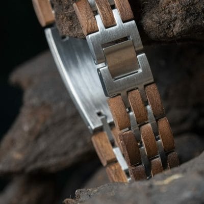 Eigen gedicht op armband gravure' - Brede RVS Houten armband - Afbeelding 4