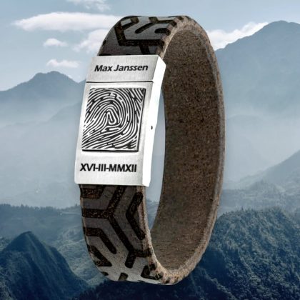 Eigen vingerafdruk armband - Legends edition (8 kleuren leer)