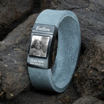 Foto-armband Dames Armband met Foto grijs leer - Afbeelding 2