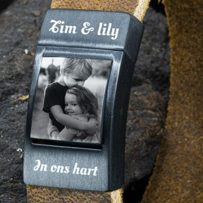 Foto-armband Dames Armband met Foto grijs leer - Afbeelding 3