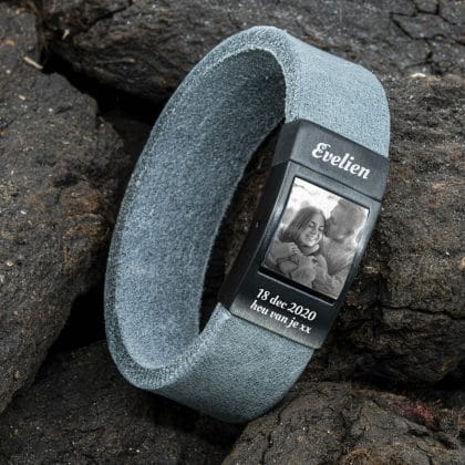 Foto-armband Dames Armband met Foto grijs leer