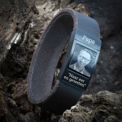 Fotoarmband met eigen Namen en Fotogravure - Beige leren Armband 3 Fotoarmband met eigen Namen en Fotogravure - Beige leren Armband - Afbeelding 3