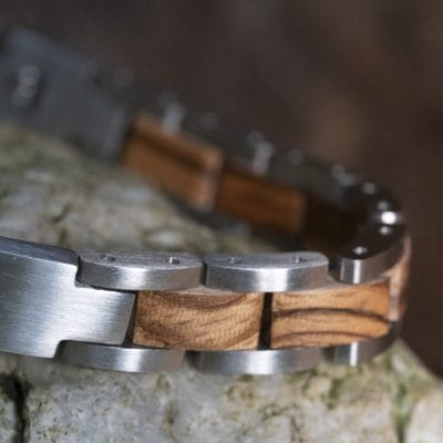 TimberWood Prestige – Graveerbare Zebrano Houten Armband - Afbeelding 4
