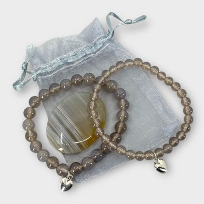 Grijze Agaat Kralen Armbanden Edelsteen Set – Harmonie & Kracht in een Luxe Cadeauverpakking