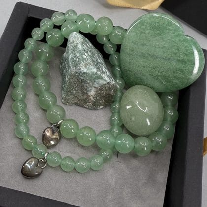 Groene Aventurijn Kralen Armband Set + Hartje / steen en Cadeaubox