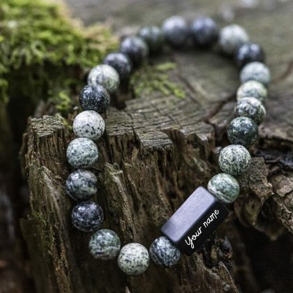 Groene 'Zebra Stone' Jaspis - Kralen armband