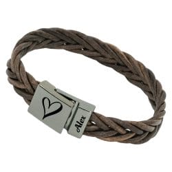Reviews van Armband.nl en Armband.be 16 Gunmetal Armband van gevlochten bruin Italiaans Valiano™ leer