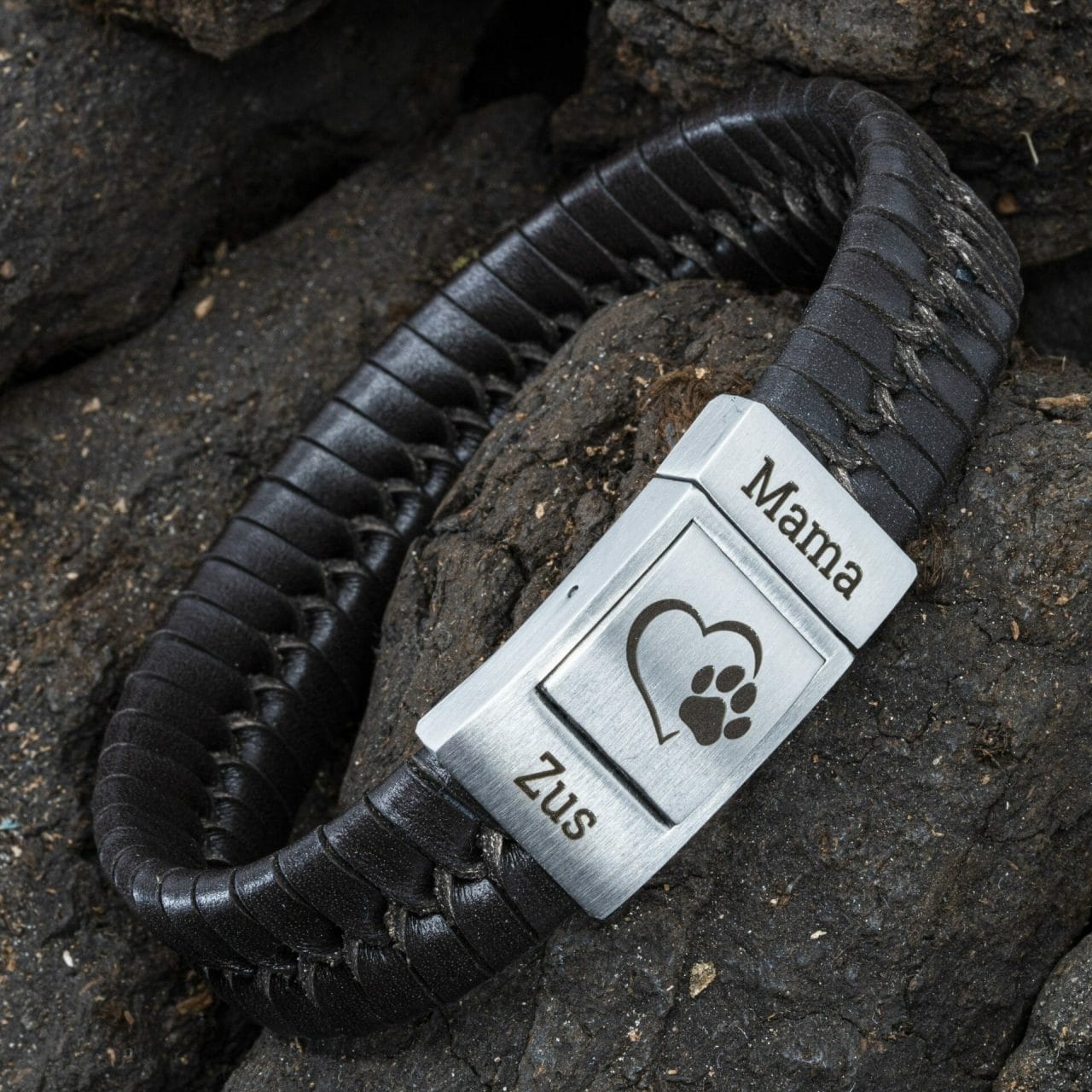 Heren-fotoarmband-met-Gevlochten-leer-zwart-bruin-met-eigen-foto-1