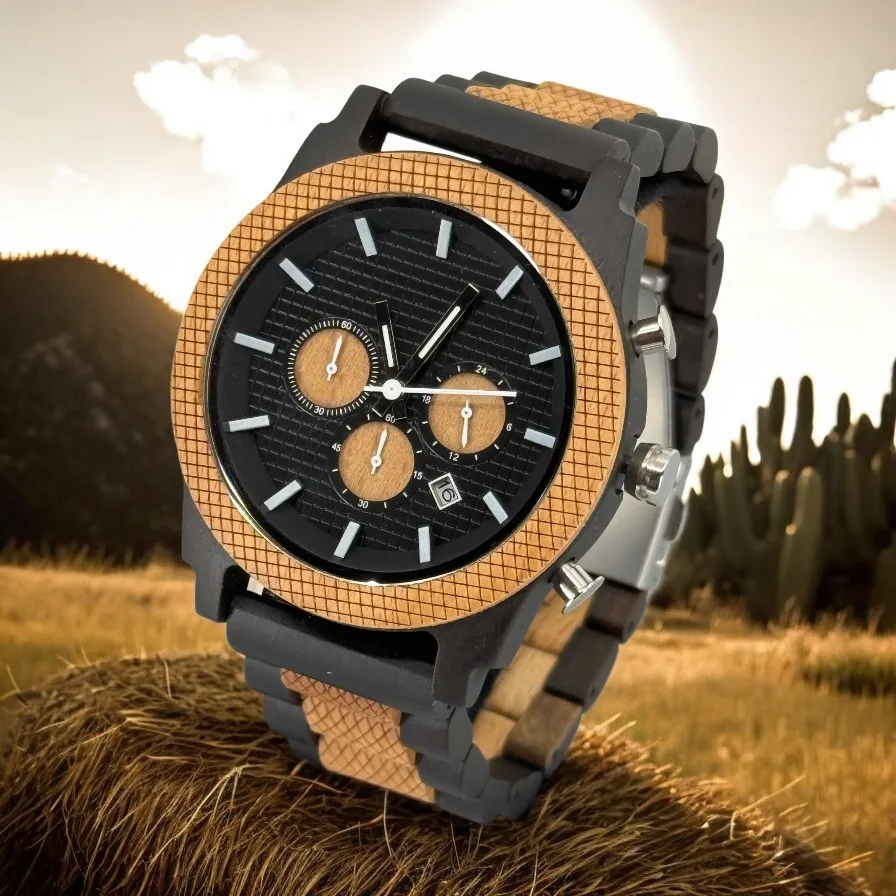 Houten Heren Horloge Chronograaf