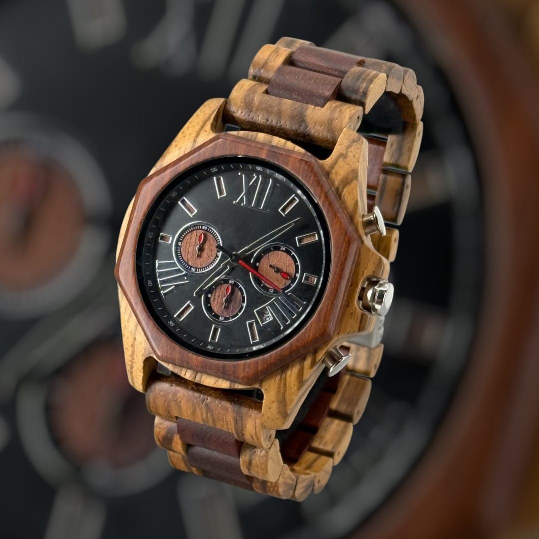 Ontwerp je eigen armband 28 Houten mannen horloge VD53 Deluxe
