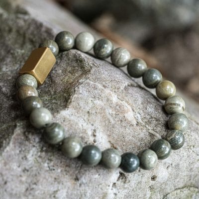 Natural Silver Leaf Jasper - Egyptische Kralen Armband 2 Natural Silver Leaf Jasper - Egyptische Kralen Armband - Afbeelding 2