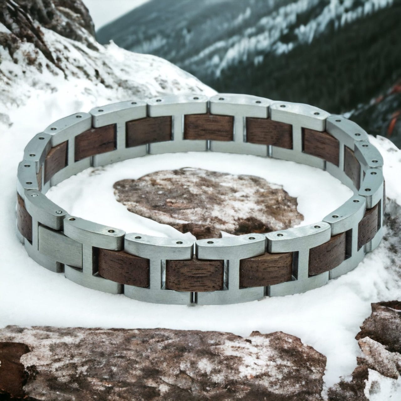 Kangchenjunga Walnoot RVS Houten armband