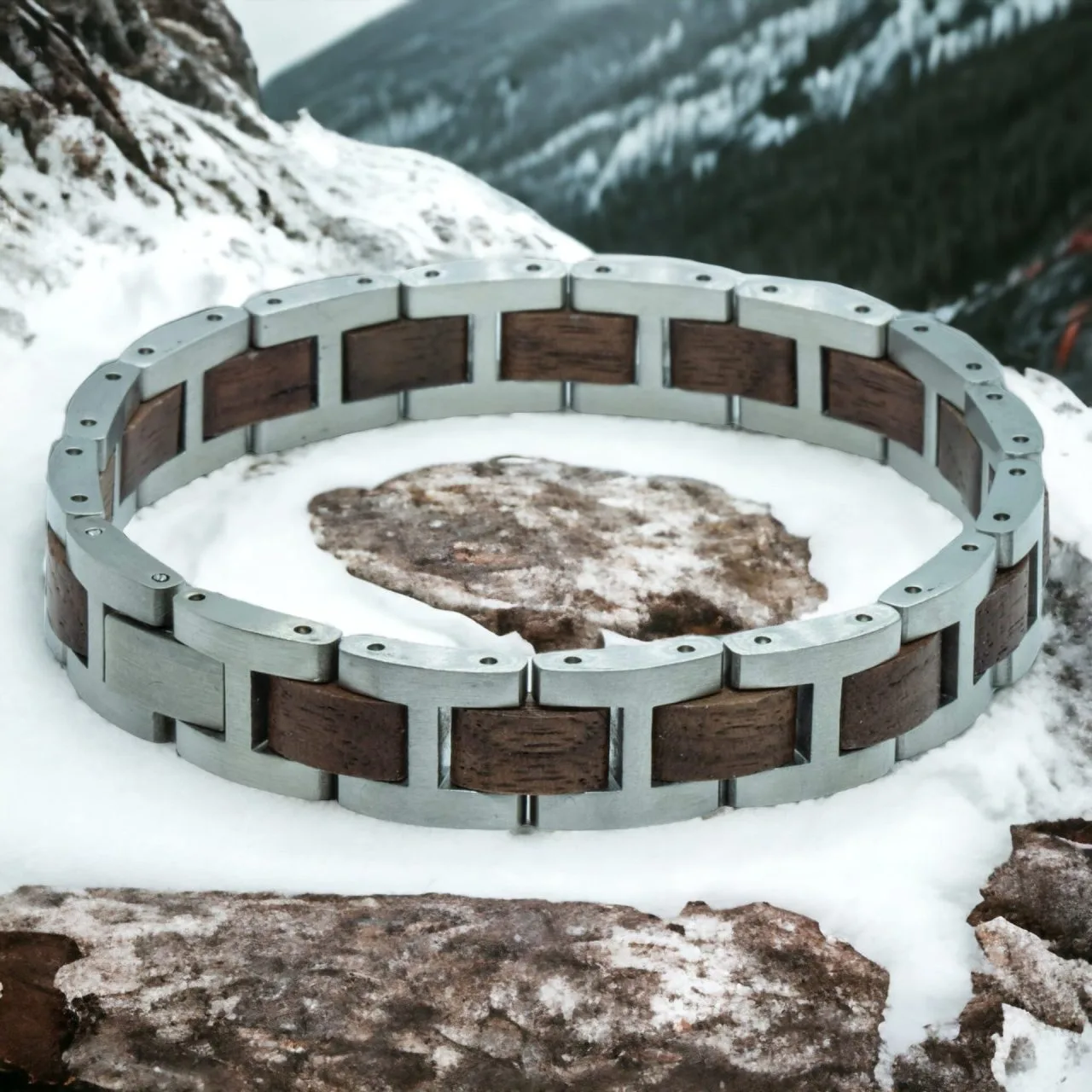 Kangchenjunga Walnoot RVS Houten armband