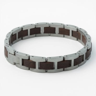 Kangchenjunga – Walnoot & Roestvrij Staal Houten Armband 2 Kangchenjunga – Walnoot & Roestvrij Staal Houten Armband - Afbeelding 2
