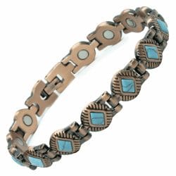 Koperen dames magneet armband Turquoise edelstenen