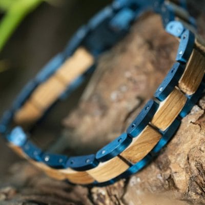Infinity Blue - Olijfhout & Laserblauw RVS Armband 6 Infinity Blue - Olijfhout & Laserblauw RVS Armband - Afbeelding 6