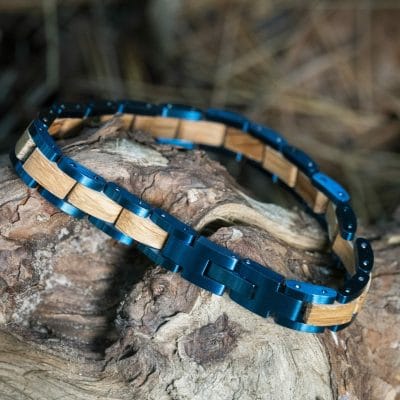 Infinity Blue - Olijfhout & Laserblauw RVS Armband 9 Infinity Blue - Olijfhout & Laserblauw RVS Armband - Afbeelding 9