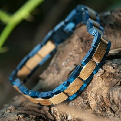 Infinity Blue - Olijfhout & Laserblauw RVS Armband 10 Infinity Blue - Olijfhout & Laserblauw RVS Armband - Afbeelding 10