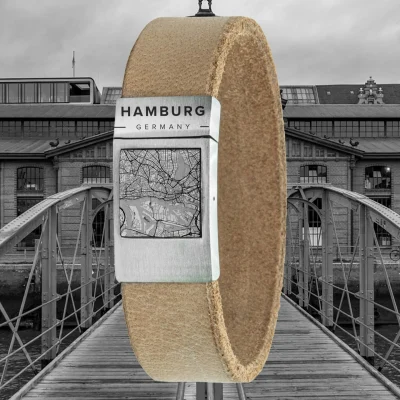 Leren kaart armband met stadsgravure – Kies je eigen stad - Afbeelding 9