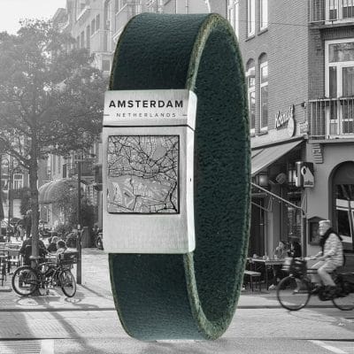 Leren kaart armband met stadsgravure – Kies je eigen stad - Afbeelding 11