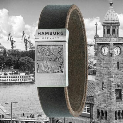 Leren kaart armband met stadsgravure – Kies je eigen stad - Afbeelding 2