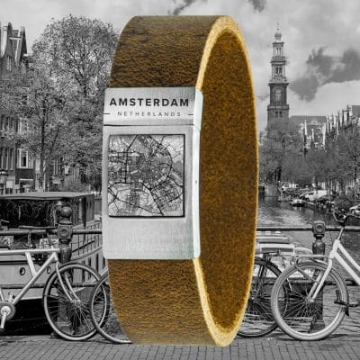 Leren kaart armband met stadsgravure – Kies je eigen stad - Afbeelding 6